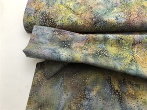 Patchwork stof - marmoreret med pletter i skønne varme multifarver
